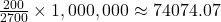\frac{200}{2700} \times 1,000,000 \approx 74074.07
